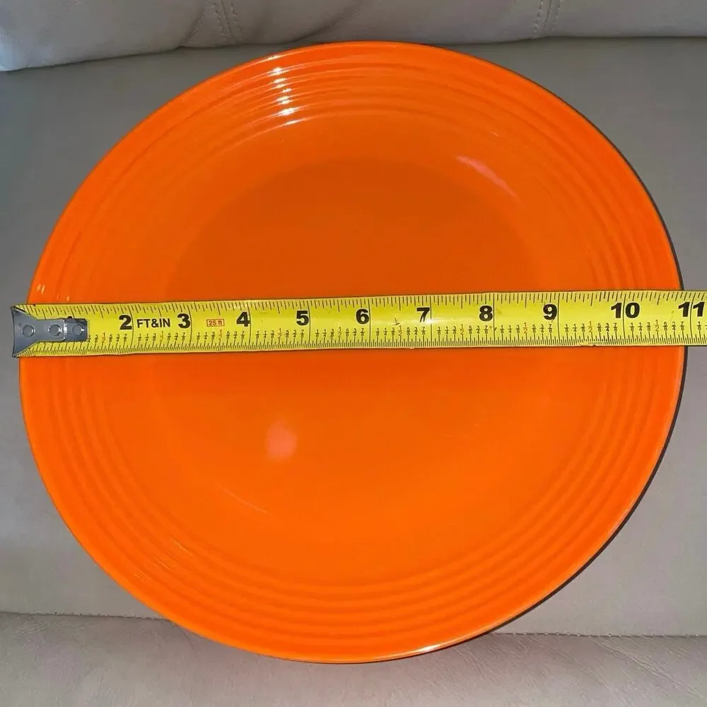 Set of 4 Melange Neon Tangerine 11” Coupe Ribbed Melamine Plates Y2K Style Retro
